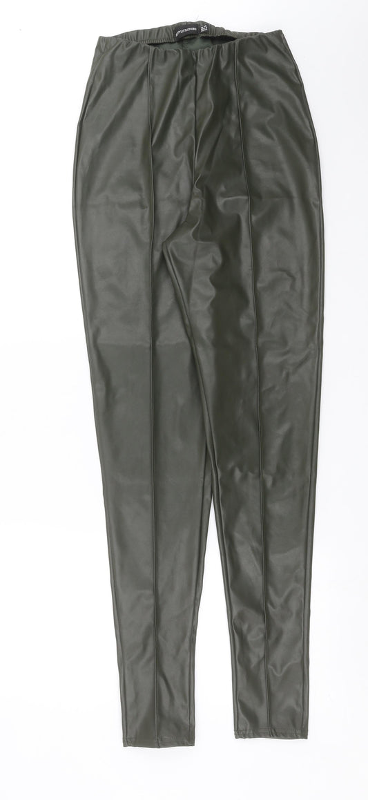 Womens UK Size 10 PRETTYLITTLETHING Extra-Slim Fit  Green Trousers