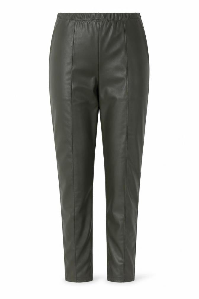 Front view of PRETTYLITTLETHING women’s green trousers, size UK 10, 32-inch leg