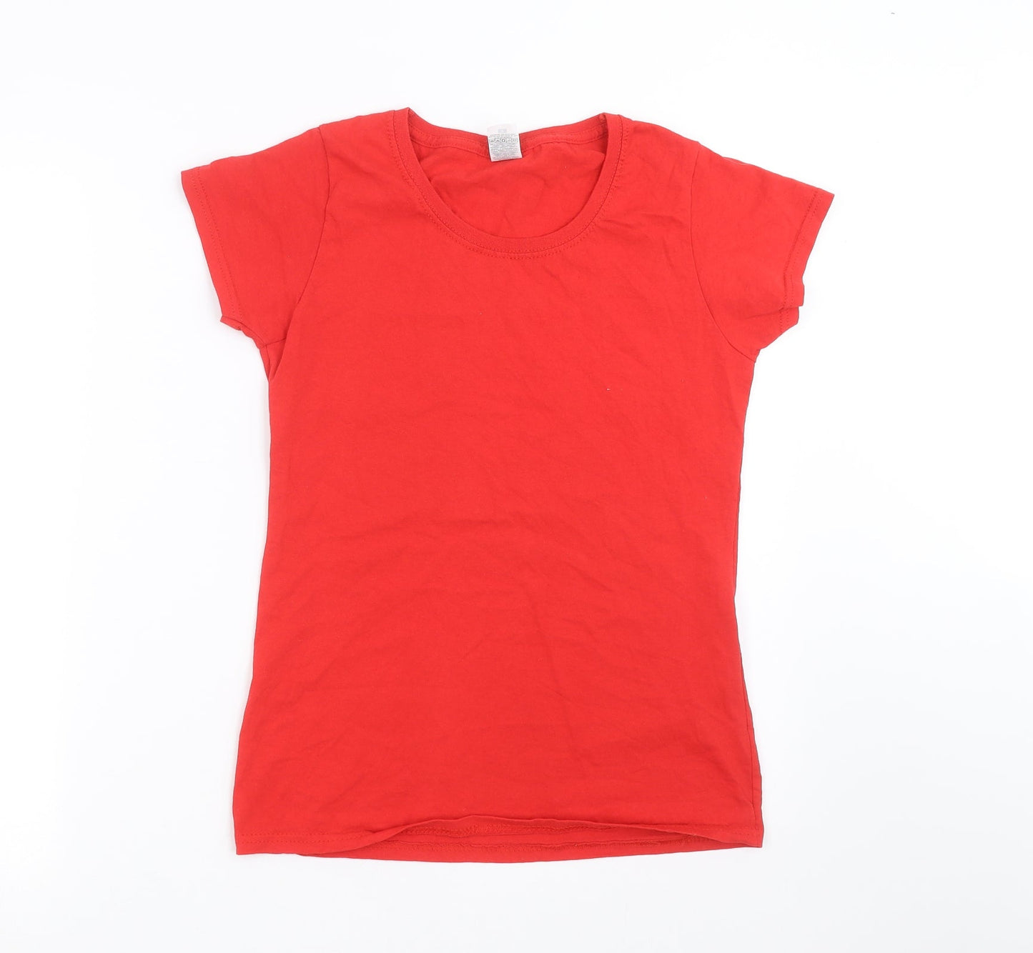 Womens UK Size S Fruit of the Loom Red Basic T-Shirt