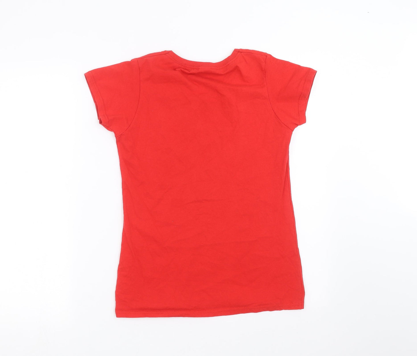 Womens UK Size S Fruit of the Loom Red Basic T-Shirt