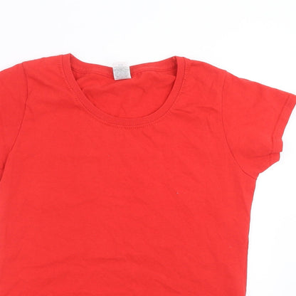 Womens UK Size S Fruit of the Loom Red Basic T-Shirt