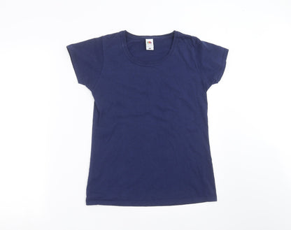Womens UK Size S Fruit of the Loom Blue Basic T-Shirt