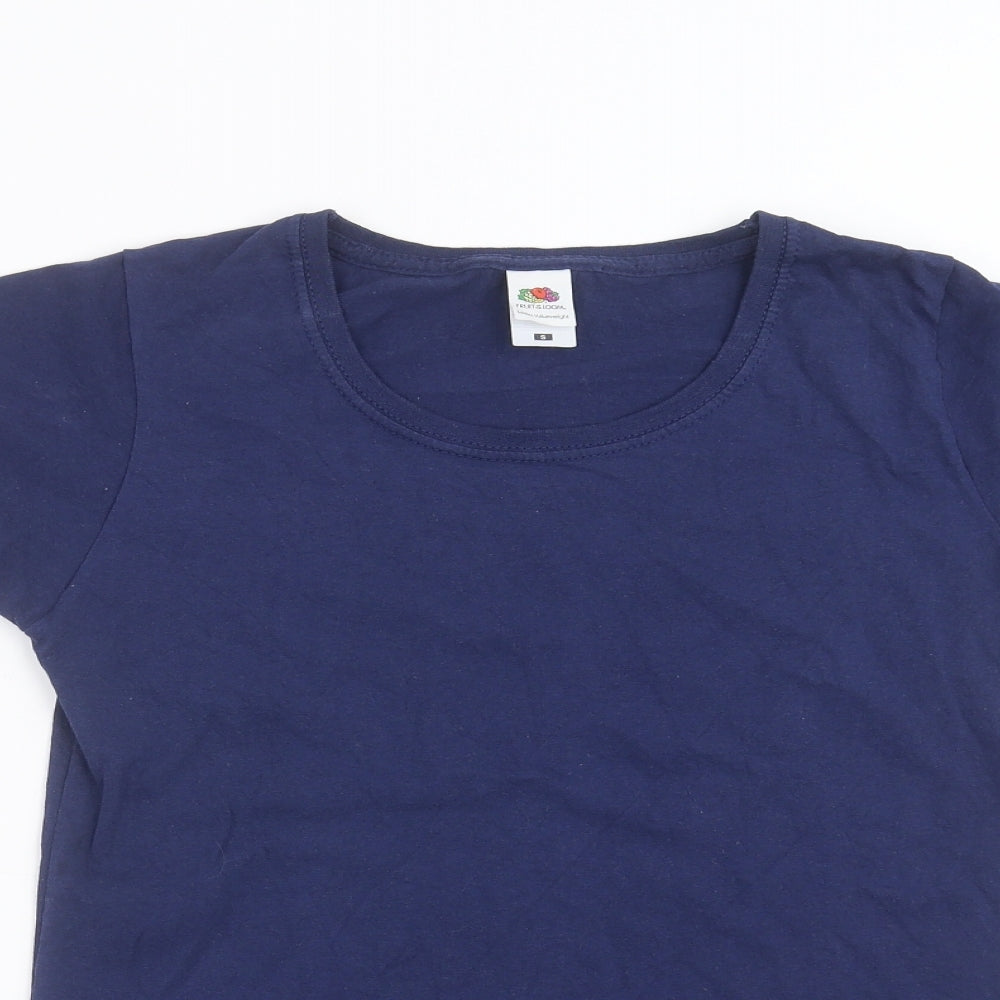 Womens UK Size S Fruit of the Loom Blue Basic T-Shirt