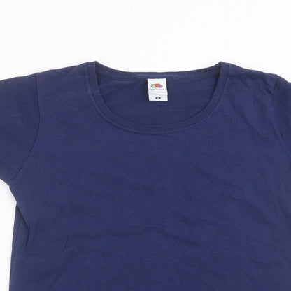 Womens UK Size S Fruit of the Loom Blue Basic T-Shirt