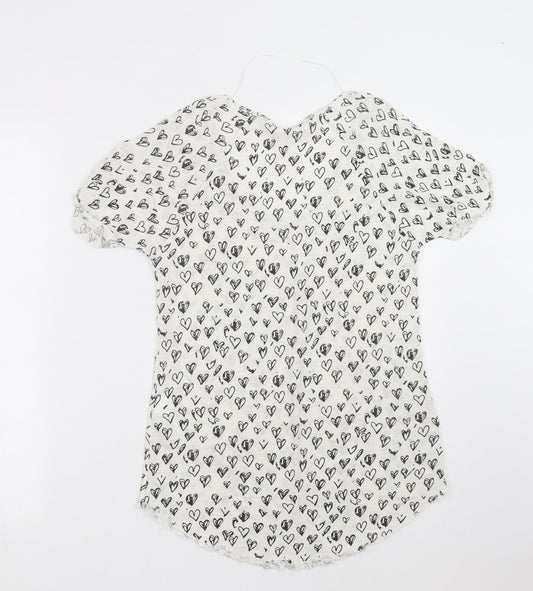 Zara Womens White Geometric Knit Pullover Jumper Size M  - Heart pattern