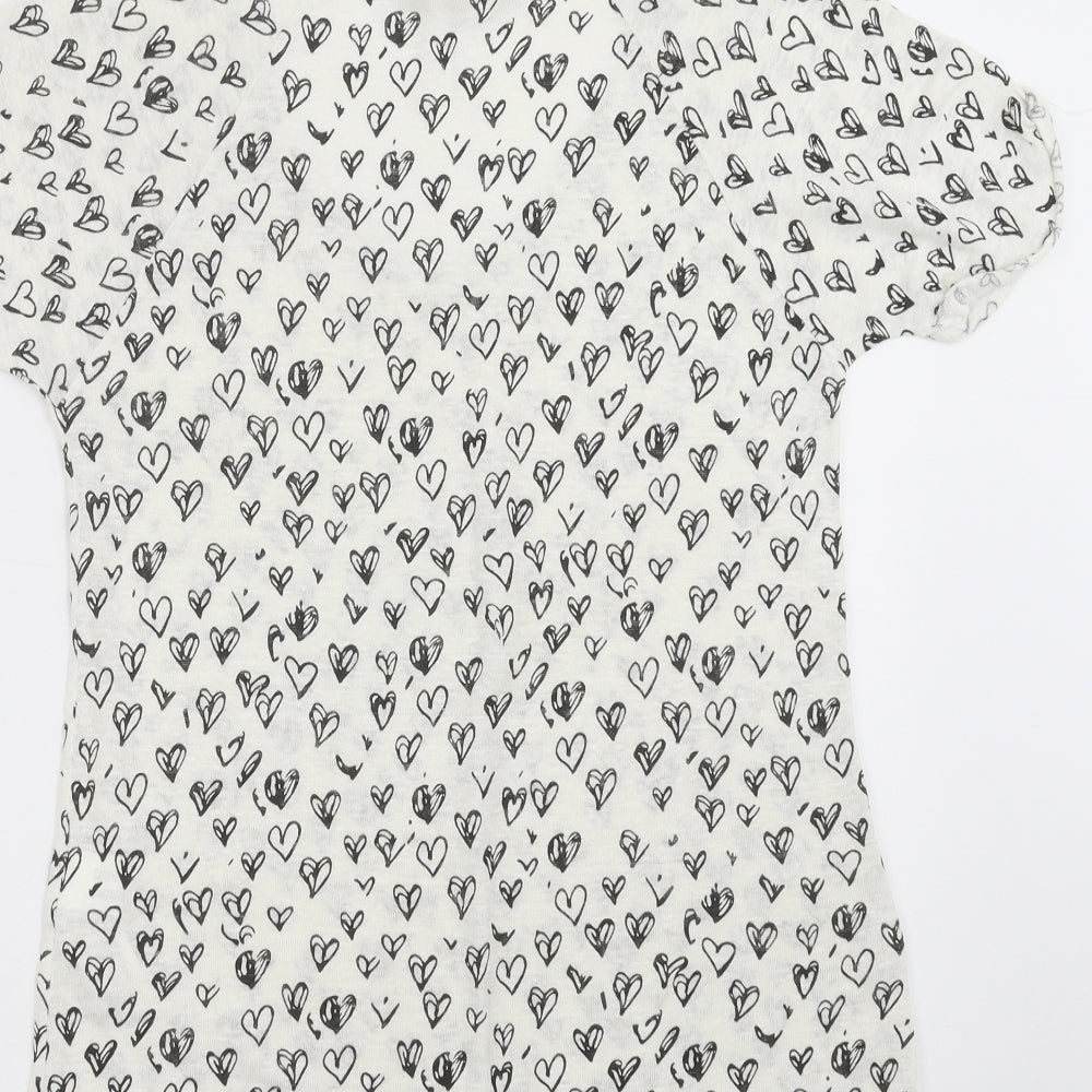 Zara Womens White Geometric Knit Pullover Jumper Size M  - Heart pattern