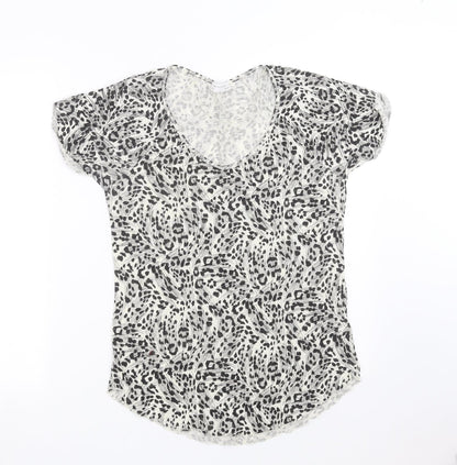 Womens UK Size M Zara Beige Basic T-Shirt