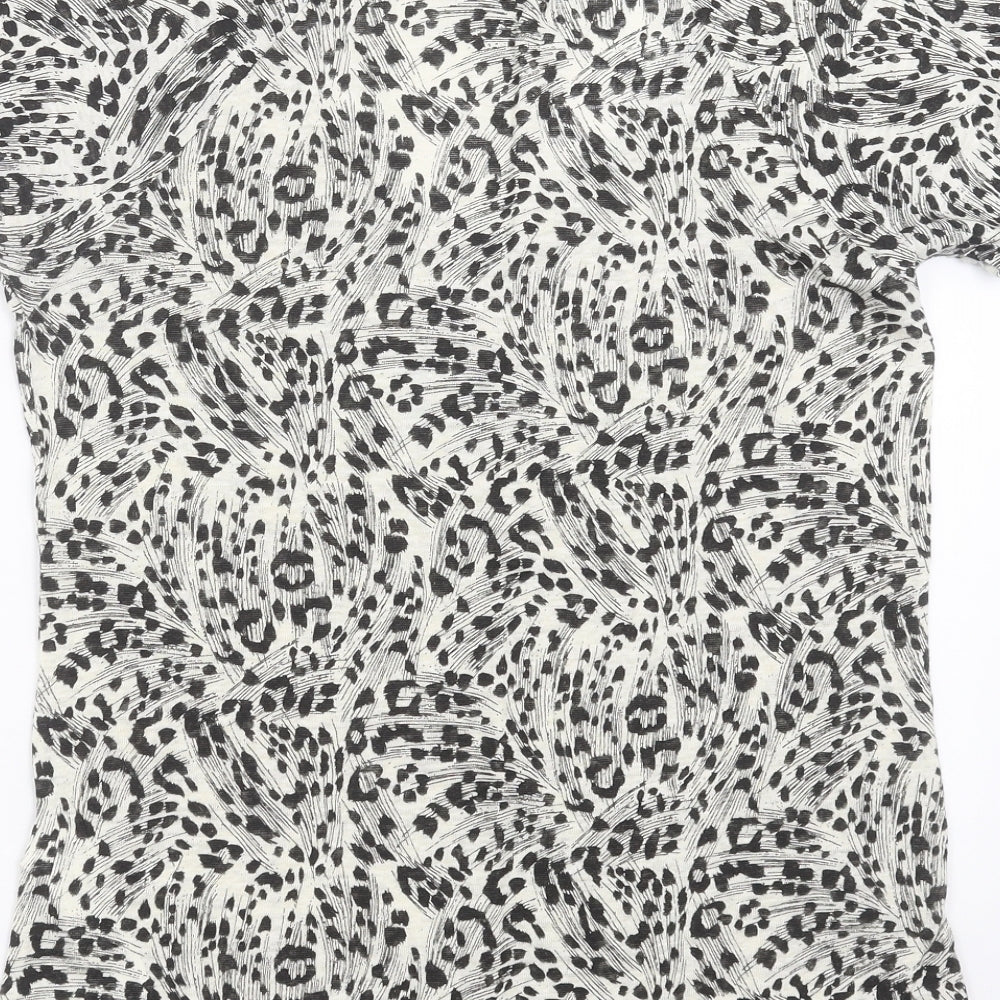 Womens UK Size M Zara Beige Basic T-Shirt