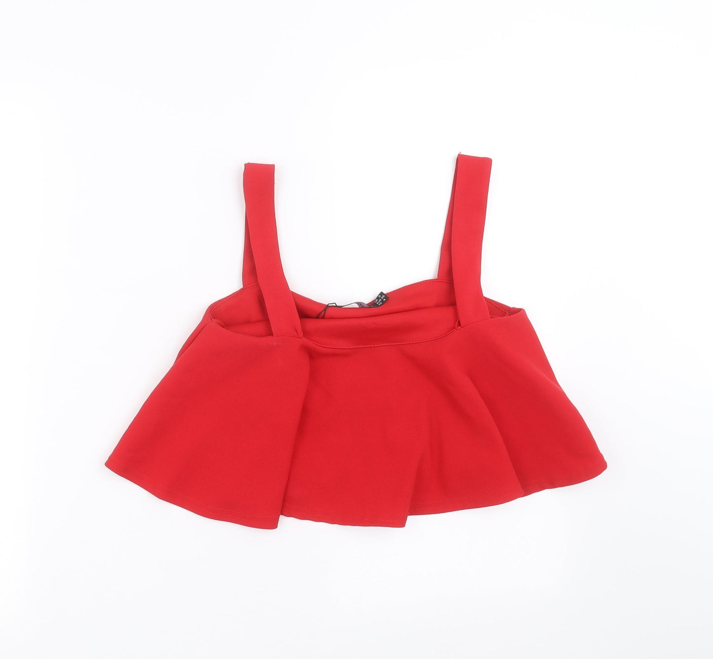 Womens UK Size 8 PRETTYLITTLETHING Red Cropped Blouse