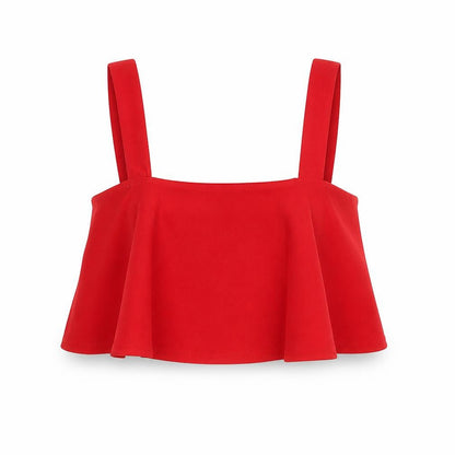 Womens UK Size 8 PRETTYLITTLETHING Red Cropped Blouse