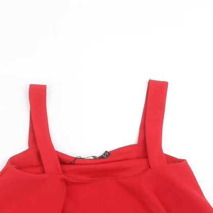 Womens UK Size 8 PRETTYLITTLETHING Red Cropped Blouse