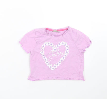 Matalan Girls Purple   Cropped T-Shirt Size 6 Years  - jadore