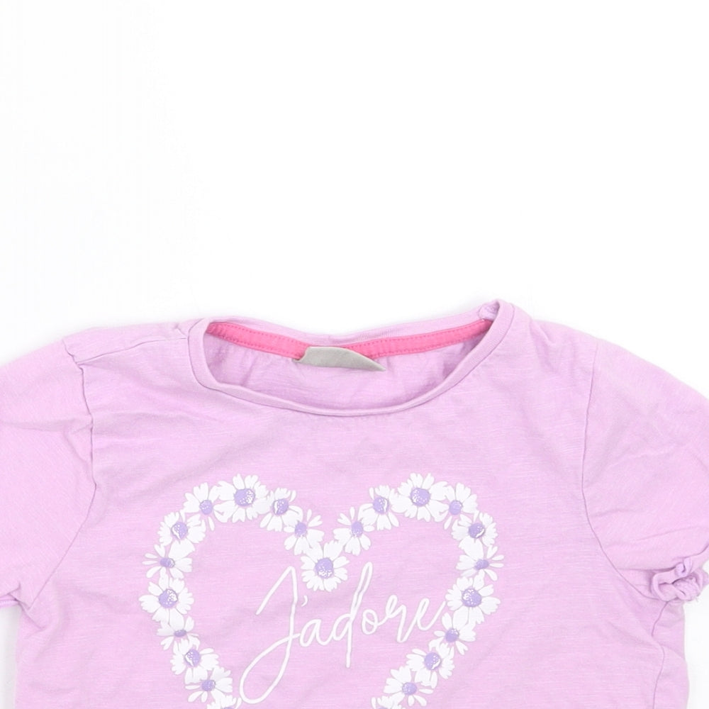 Matalan Girls Purple   Cropped T-Shirt Size 6 Years  - jadore