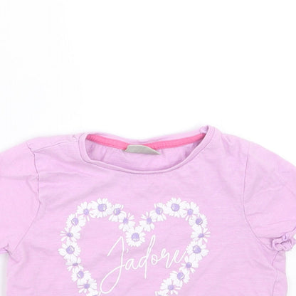Matalan Girls Purple   Cropped T-Shirt Size 6 Years  - jadore