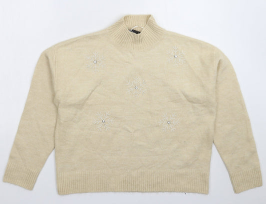Womens UK Size M New Look Beige Pullover Jumper