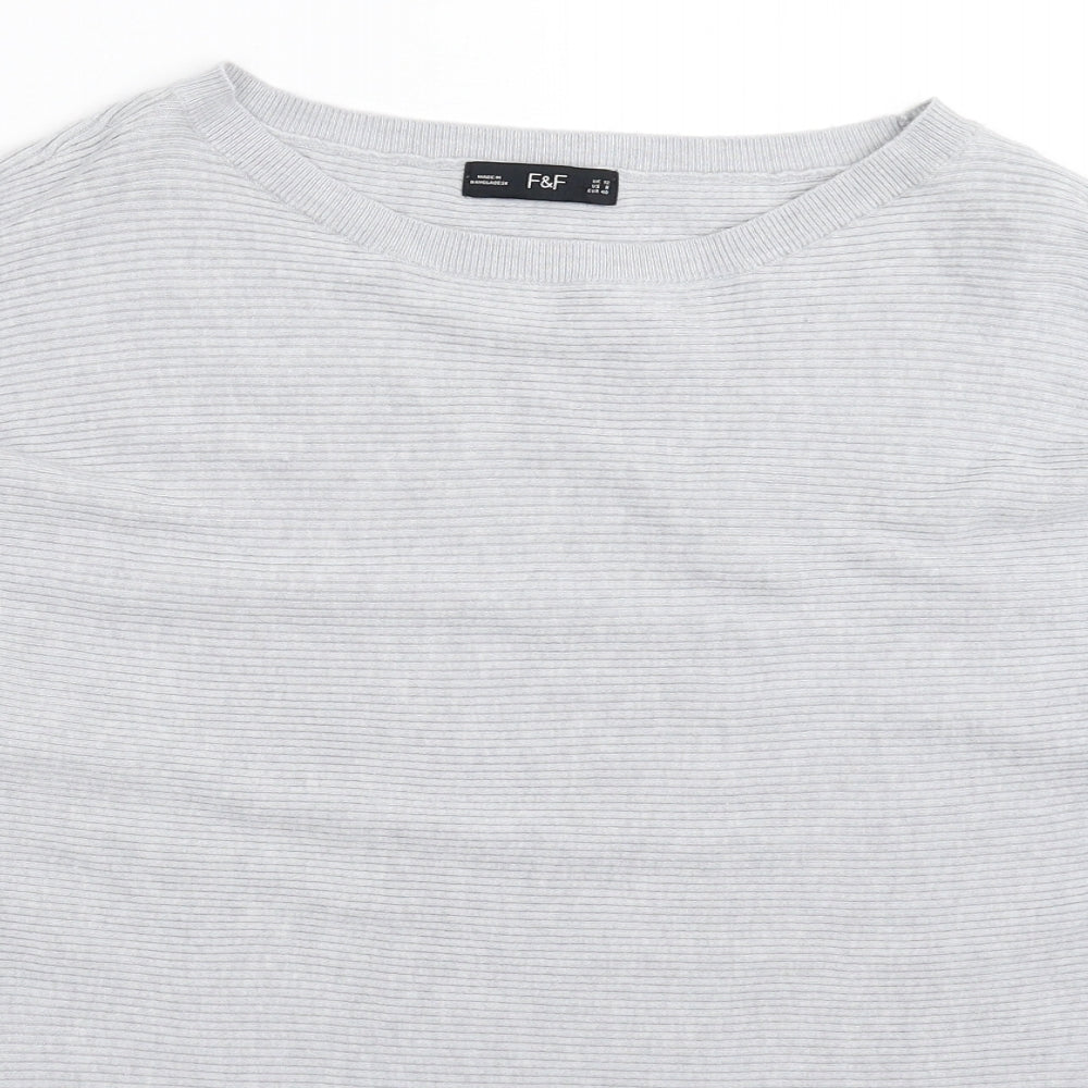 F&F Womens Grey  Knit Pullover Jumper Size 12