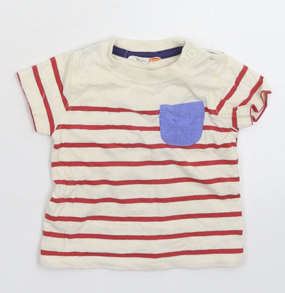 John Lewis Baby White Striped  Basic T-Shirt Size 3-6 Months