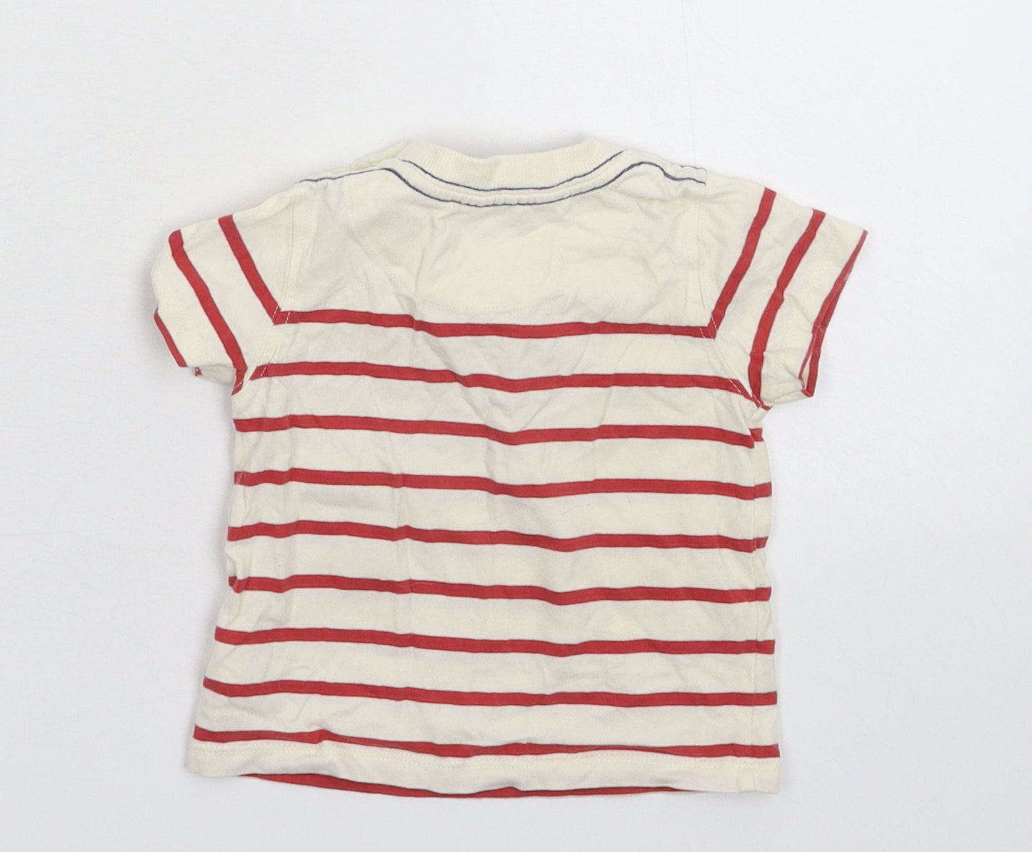 John Lewis Baby White Striped  Basic T-Shirt Size 3-6 Months