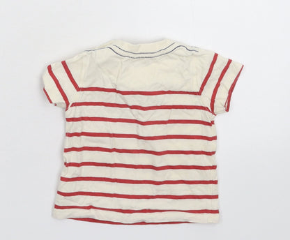 John Lewis Baby White Striped  Basic T-Shirt Size 3-6 Months