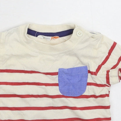 John Lewis Baby White Striped  Basic T-Shirt Size 3-6 Months