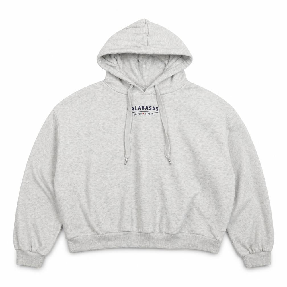 Front view of Divided women’s grey pullover hoodie, size L