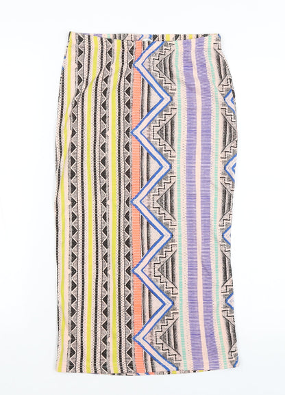 Glamorous Womens Beige Geometric  A-Line Skirt Size 10