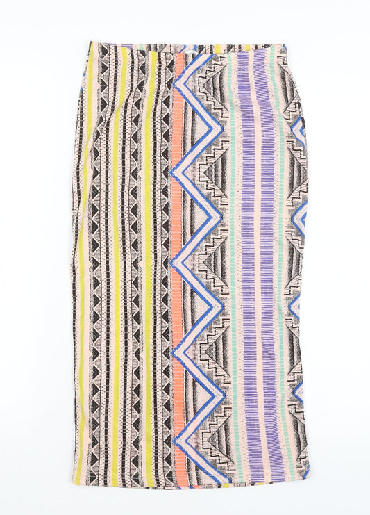 Glamorous Womens Beige Geometric  A-Line Skirt Size 10