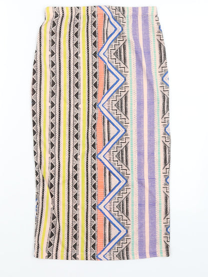 Glamorous Womens Beige Geometric  A-Line Skirt Size 10