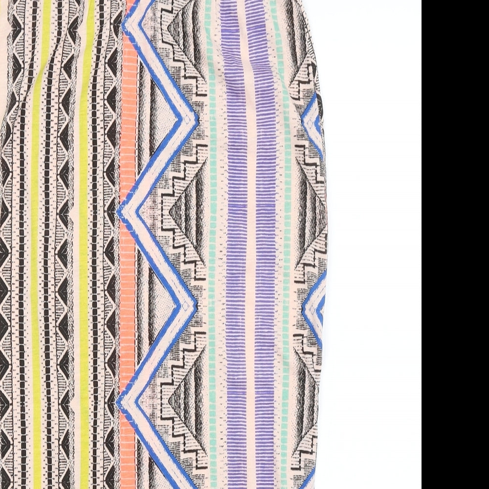 Glamorous Womens Beige Geometric  A-Line Skirt Size 10