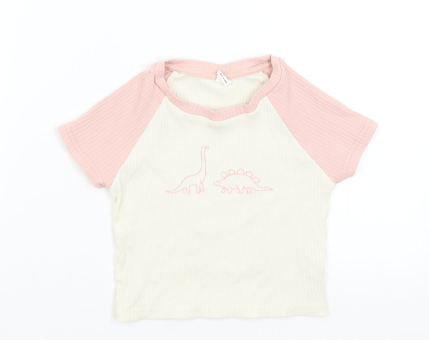 SheIn Girls White   Cropped T-Shirt Size 14 Years  - Dinosaurs