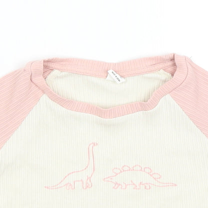 SheIn Girls White   Cropped T-Shirt Size 14 Years  - Dinosaurs
