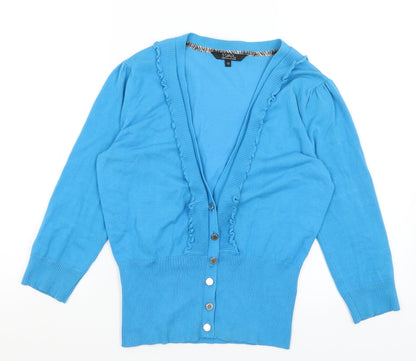 Womens UK Size 12 Star Blue Cardigan Jumper