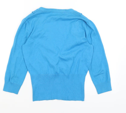 Womens UK Size 12 Star Blue Cardigan Jumper