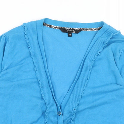 Womens UK Size 12 Star Blue Cardigan Jumper