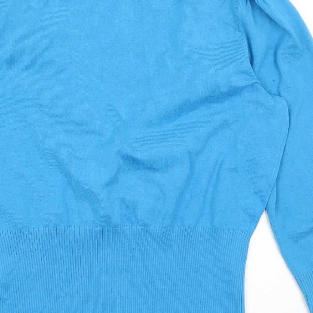 Womens UK Size 12 Star Blue Cardigan Jumper