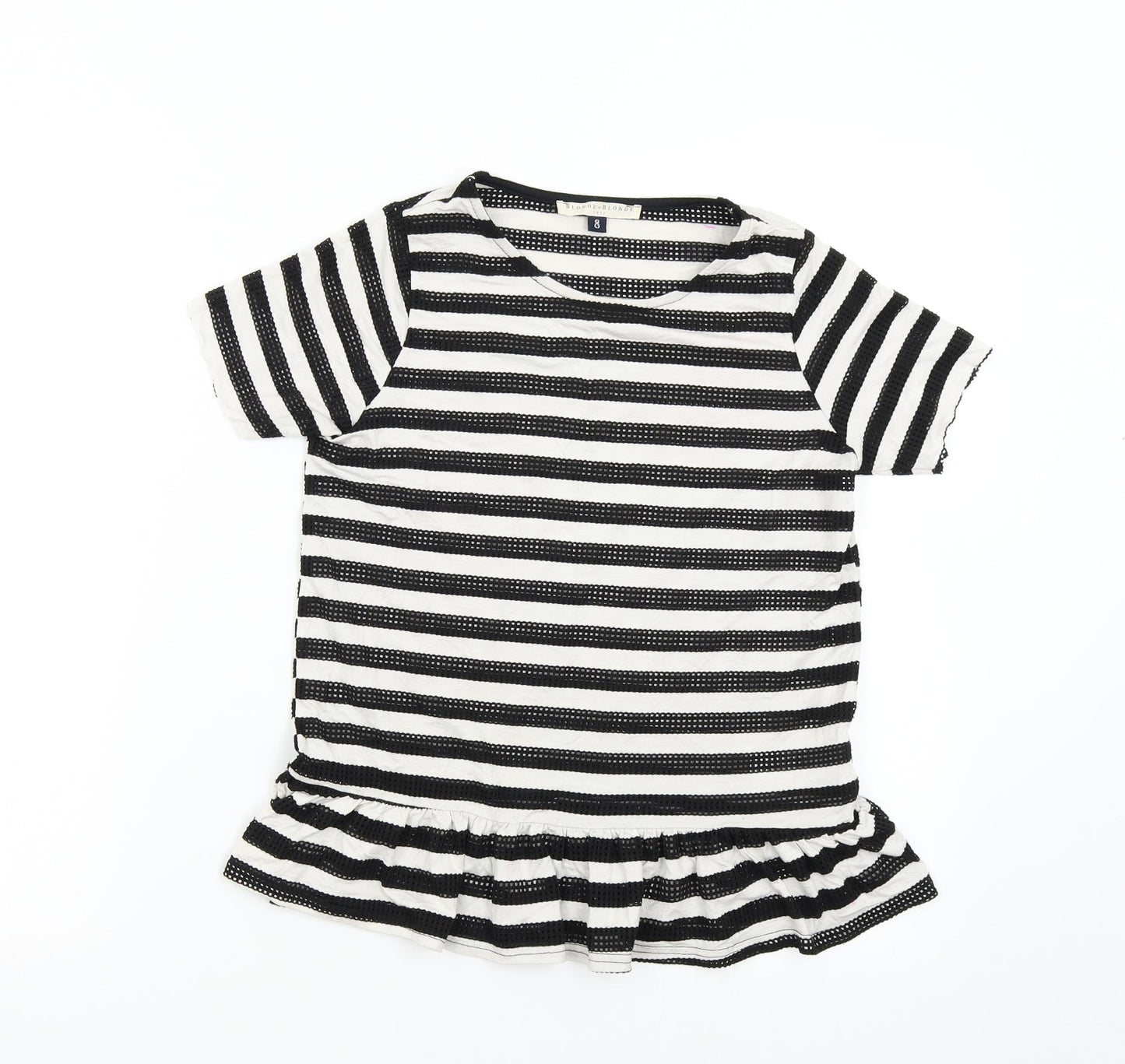 Blonde & Blonde Womens Multicoloured Striped  Basic T-Shirt Size 8