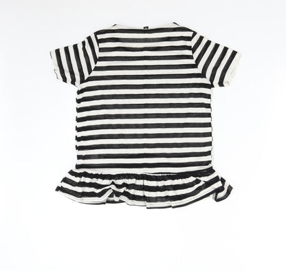 Blonde & Blonde Womens Multicoloured Striped  Basic T-Shirt Size 8