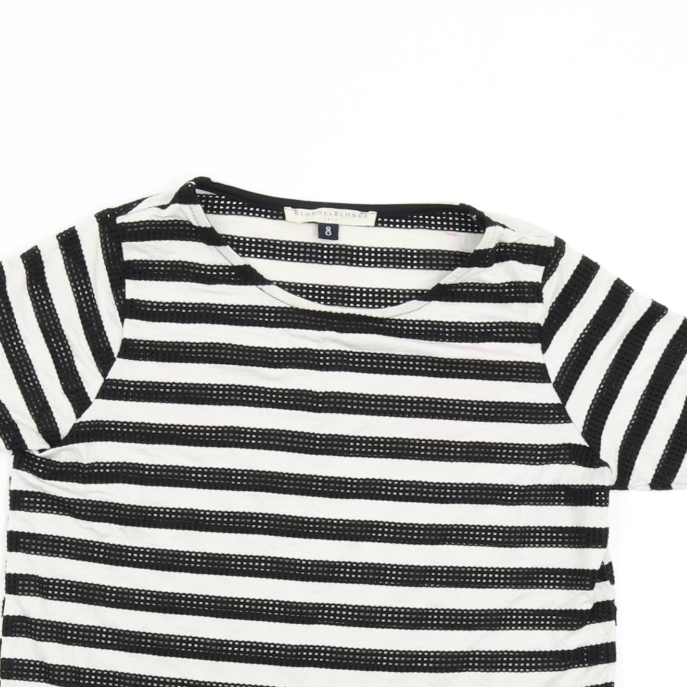 Blonde & Blonde Womens Multicoloured Striped  Basic T-Shirt Size 8