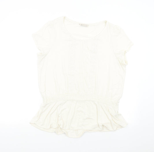 M&S Womens Ivory   Basic T-Shirt Size 16