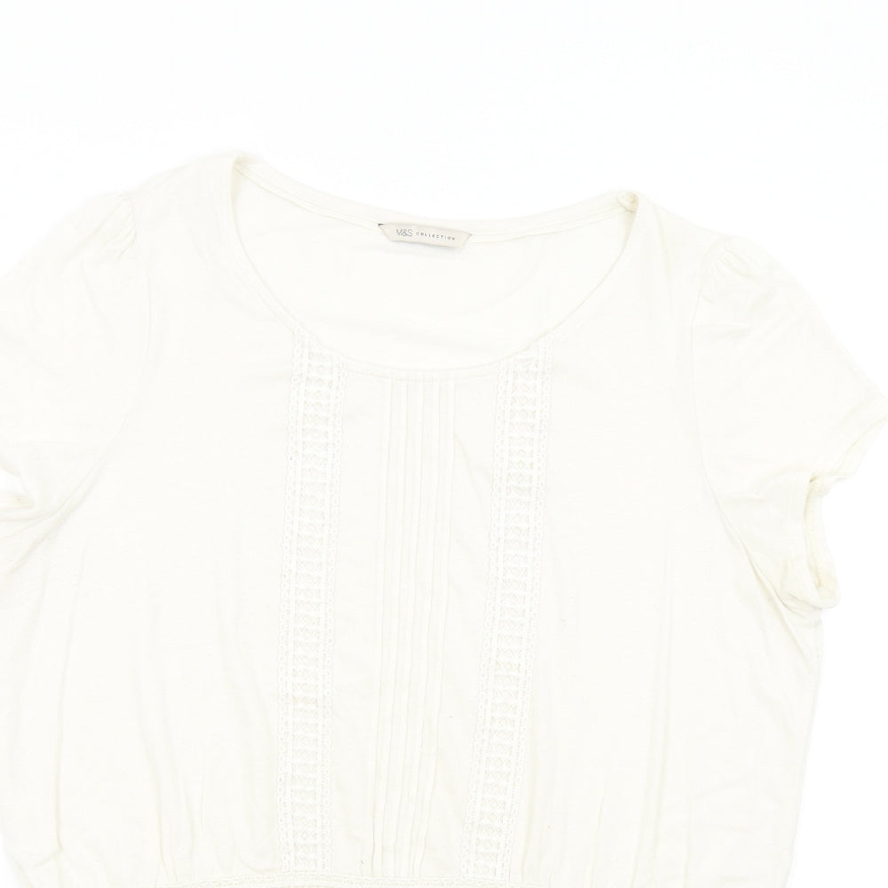 M&S Womens Ivory   Basic T-Shirt Size 16