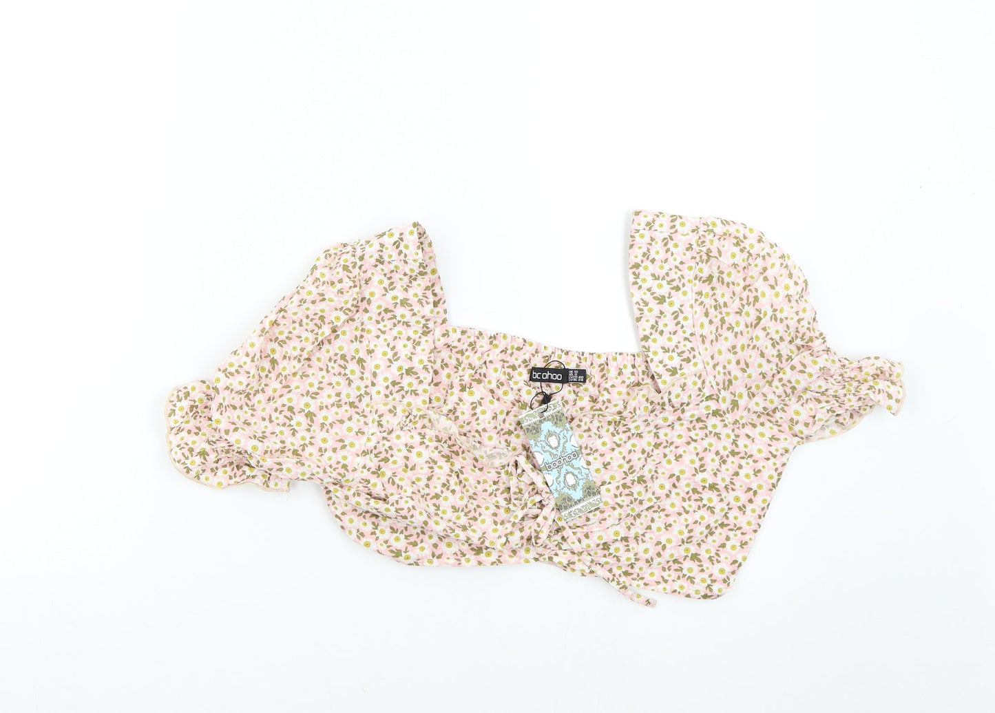 Boohoo Womens Pink Floral  Basic Blouse Size 12