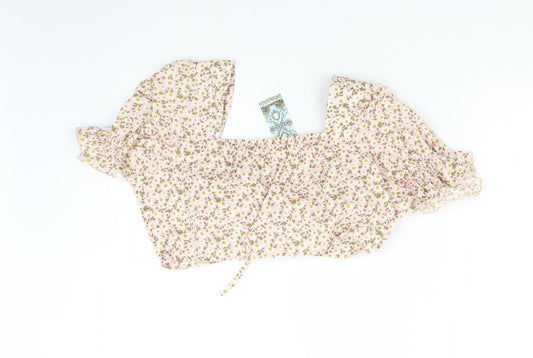 Boohoo Womens Pink Floral  Basic Blouse Size 12