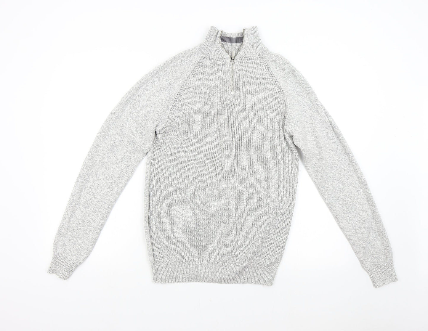 George Mens Grey  Knit Henley Jumper Size M