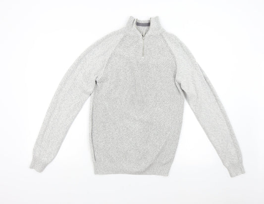 George Mens Grey  Knit Henley Jumper Size M