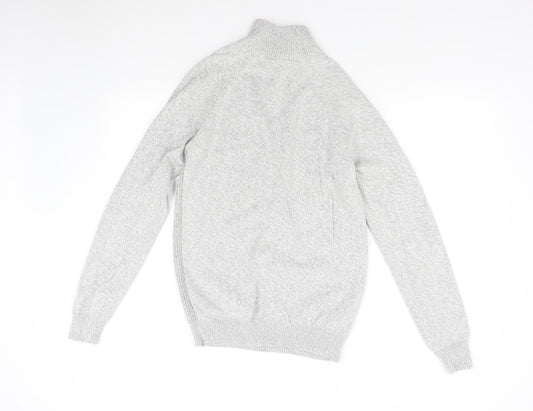 George Mens Grey  Knit Henley Jumper Size M