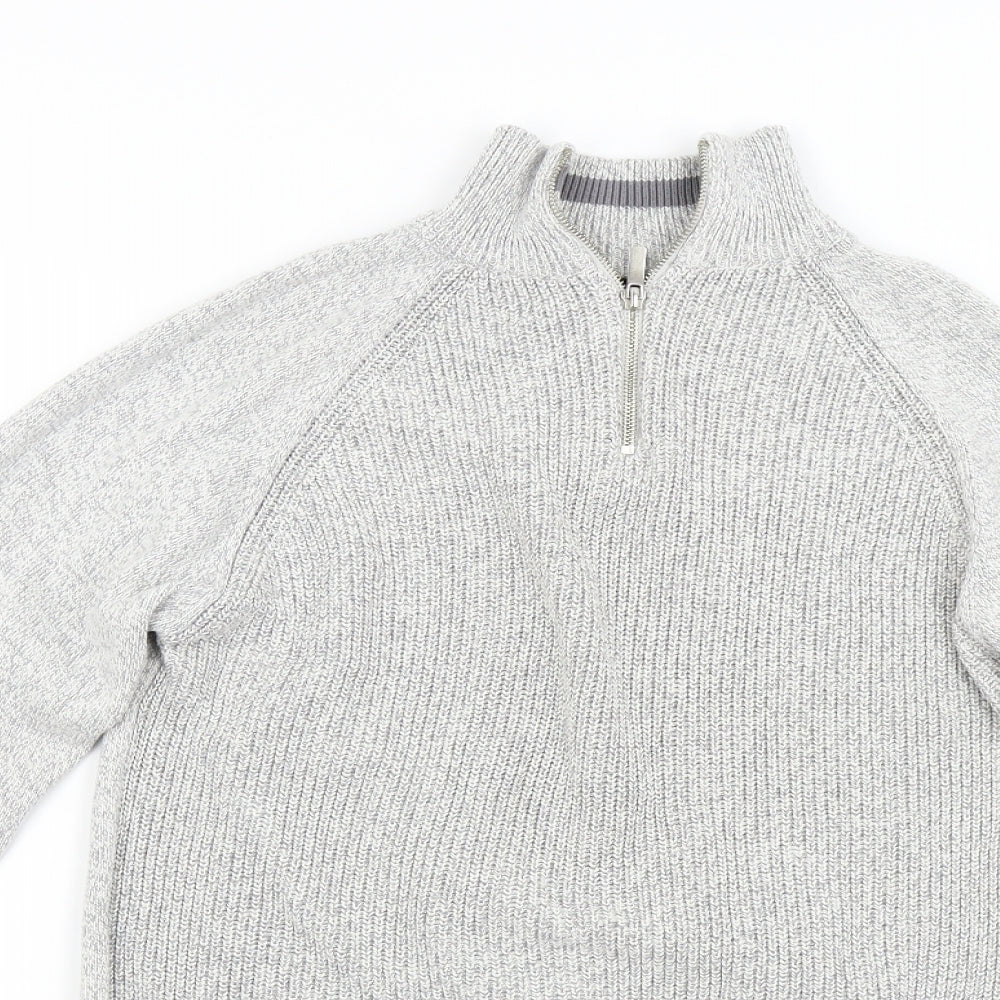 George Mens Grey  Knit Henley Jumper Size M