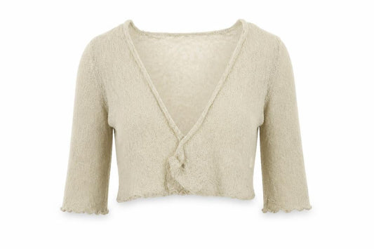 Front view of Mia Moda women’s beige cardigan jumper, size M