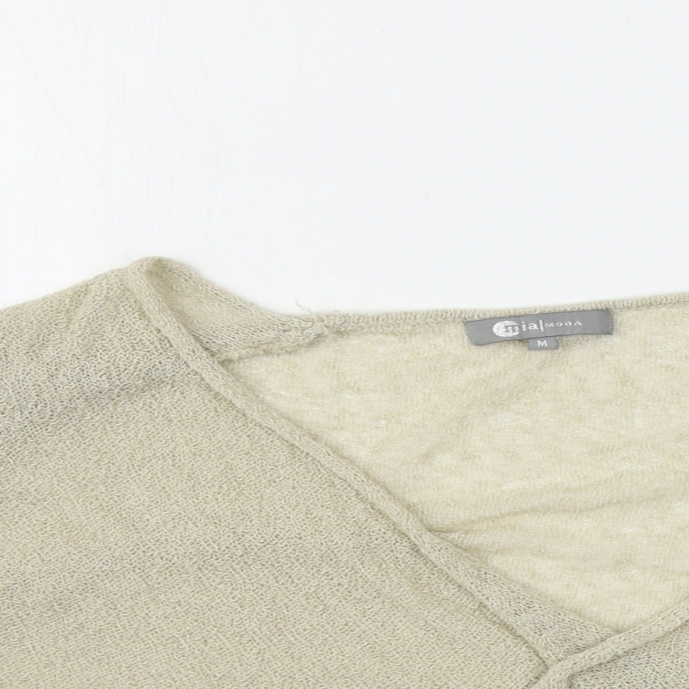 Womens UK Size M Mia Moda Beige Cardigan Jumper