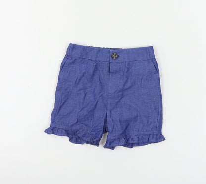 Marks and Spencer Girls Blue   Cargo Trousers Size 9-12 Months