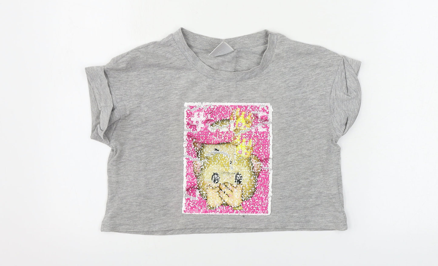 YD Girls Grey   Cropped T-Shirt Size 10-11 Years